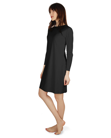 Me Moi CSP503-38 Black Bonded Long Sleeve Shell Dress 38" myselflingerie.com